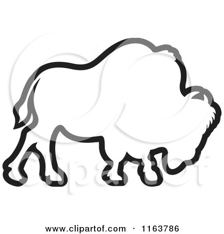 Clipart of an Outlined Bison - Royalty Free Vector Illustration by Lal Perera
