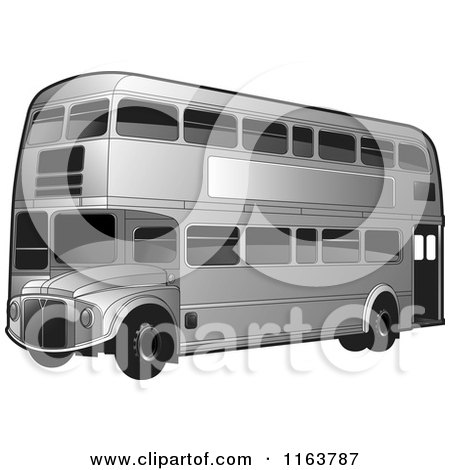 Clipart of a Silver Double Decker Bus with Tinted Windows - Royalty Free Vector Illustration by Lal Perera