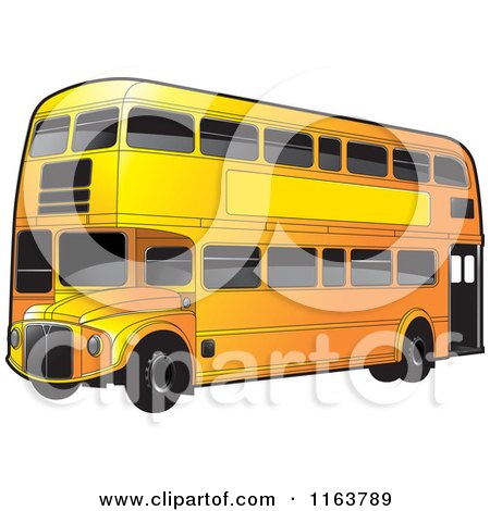 Clipart of an Orange Double Decker Bus with Tinted Windows - Royalty Free Vector Illustration by Lal Perera