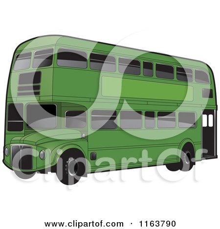 Clipart of a Green Double Decker Bus with Tinted Windows - Royalty Free Vector Illustration by Lal Perera