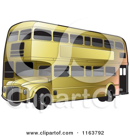 Clipart of a Gold Double Decker Bus with Tinted Windows - Royalty Free Vector Illustration by Lal Perera