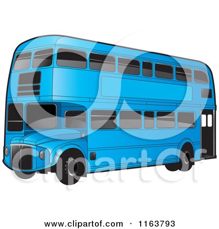 Clipart of a Blue Double Decker Bus with Tinted Windows - Royalty Free Vector Illustration by Lal Perera