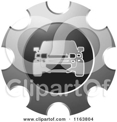 Clipart of a Silver Car and Gear Icon - Royalty Free Vector Illustration by Lal Perera