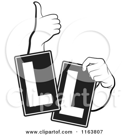 Clipart of Black and White Hands and Ll Signs - Royalty Free Vector Illustration by Lal Perera