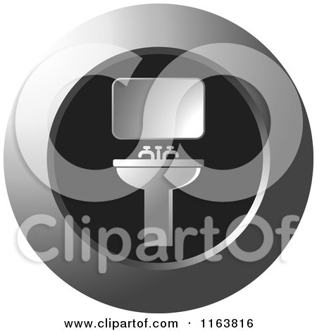 Clipart of a Silver Wash Basin Icon - Royalty Free Vector Illustration by Lal Perera