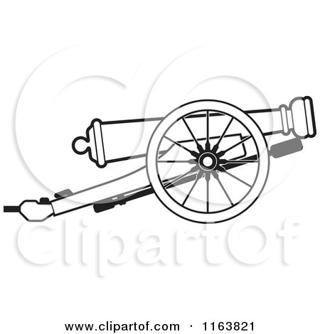 Clipart of a Black and White Cannon Gun - Royalty Free Vector Illustration by Lal Perera