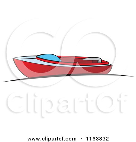Clipart of a Red Boat at a Dock - Royalty Free Vector Illustration by Lal Perera
