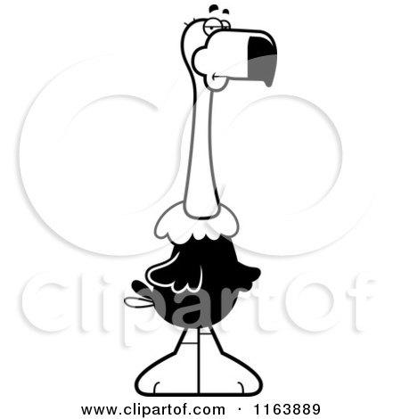 Cartoon of a Skeptical Vulture Mascot - Vector Outlined Coloring Page by Cory Thoman