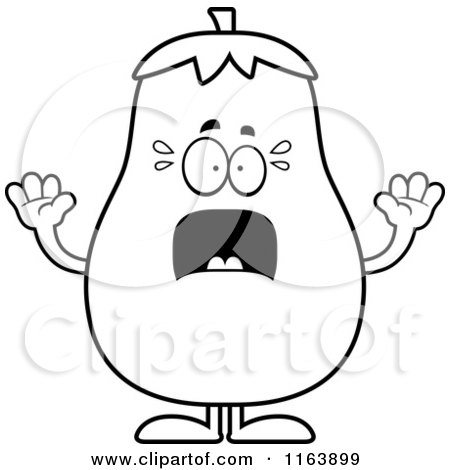 Cartoon of a Scared Eggplant Mascot - Vector Outlined Coloring Page by Cory Thoman