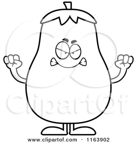Cartoon of a Mad Eggplant Mascot - Vector Outlined Coloring Page by Cory Thoman