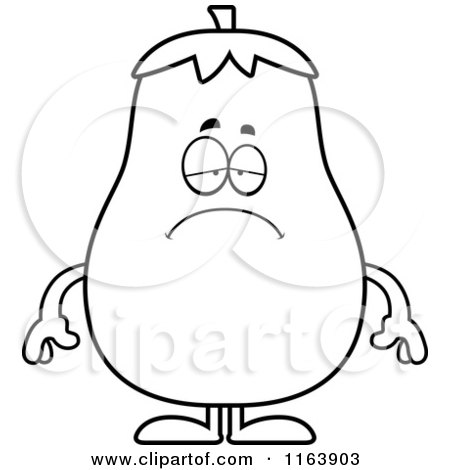 Cartoon of a Depressed Eggplant Mascot - Vector Outlined Coloring Page by Cory Thoman