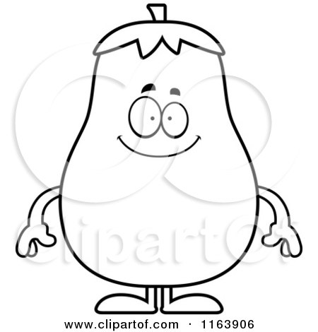 Cartoon of a Happy Eggplant Mascot - Vector Outlined Coloring Page by Cory Thoman