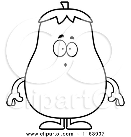 Cartoon of a Surprised Eggplant Mascot - Vector Outlined Coloring Page by Cory Thoman