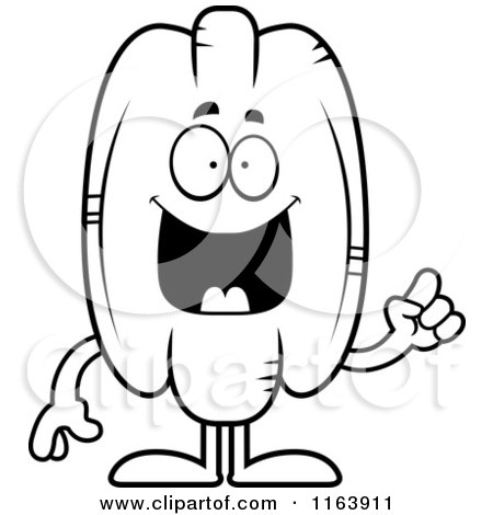 Cartoon of a Smart Pecan Mascot with an Idea - Vector Outlined Coloring Page by Cory Thoman
