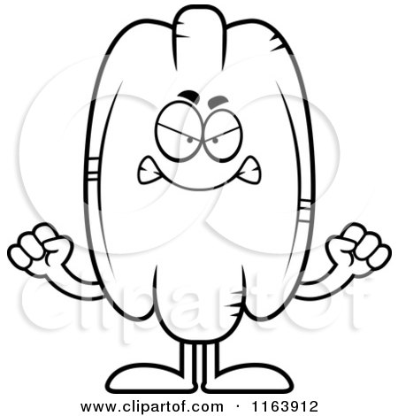 Cartoon of a Mad Pecan Mascot - Vector Outlined Coloring Page by Cory Thoman