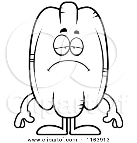 Cartoon of a Depressed Pecan Mascot - Vector Outlined Coloring Page by Cory Thoman