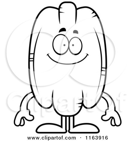 Cartoon of a Happy Pecan Mascot - Vector Outlined Coloring Page by Cory Thoman