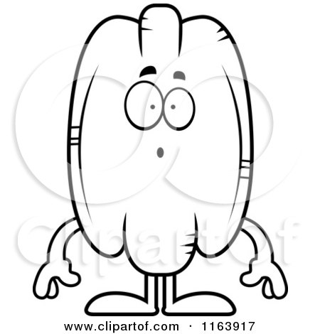 Cartoon of a Surprised Pecan Mascot - Vector Outlined Coloring Page by Cory Thoman