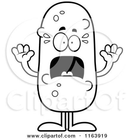 Cartoon of a Scared Pickle Mascot - Vector Outlined Coloring Page by Cory Thoman