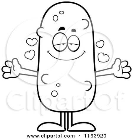 Cartoon of a Loving Pickle Mascot - Vector Outlined Coloring Page by Cory Thoman