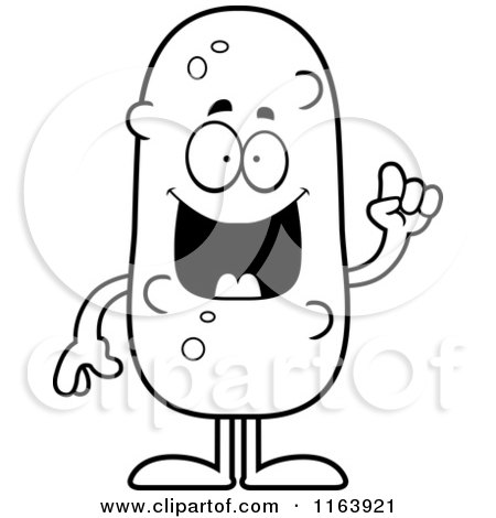 Cartoon of a Smart Pickle Mascot with an Idea - Vector Outlined Coloring Page by Cory Thoman