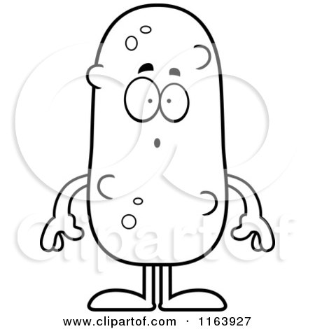 Cartoon of a Surprised Pickle Mascot - Vector Outlined Coloring Page by Cory Thoman