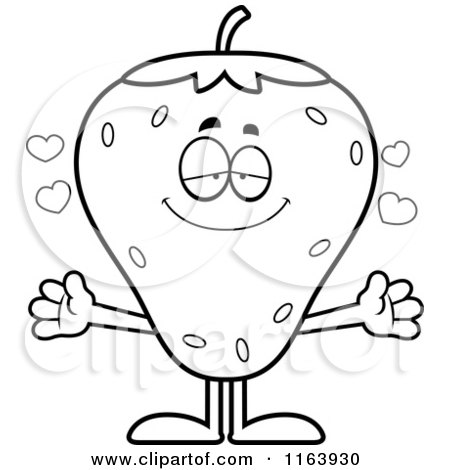 Cartoon of a Loving Strawberry Mascot - Vector Outlined Coloring Page by Cory Thoman
