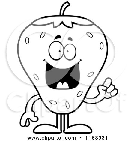 Cartoon of a Strawberry Mascot with an Idea - Vector Outlined Coloring Page by Cory Thoman