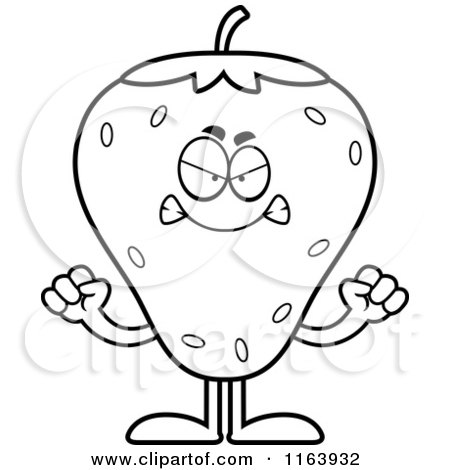 Cartoon of a Mad Strawberry Mascot - Vector Outlined Coloring Page by Cory Thoman