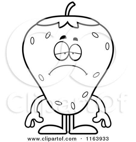 Cartoon of a Depressed Strawberry Mascot - Vector Outlined Coloring Page by Cory Thoman