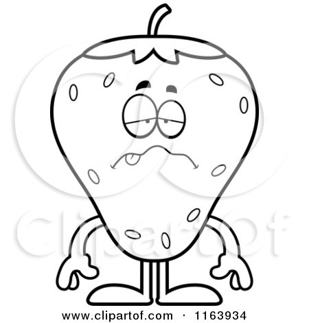 Cartoon of a Sick Strawberry Mascot - Vector Outlined Coloring Page by Cory Thoman