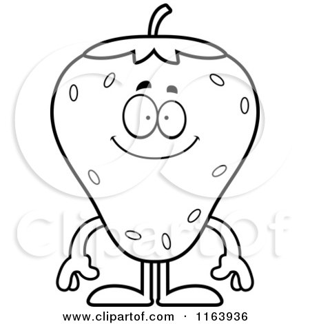 Cartoon of a Happy Strawberry Mascot - Vector Outlined Coloring Page by Cory Thoman