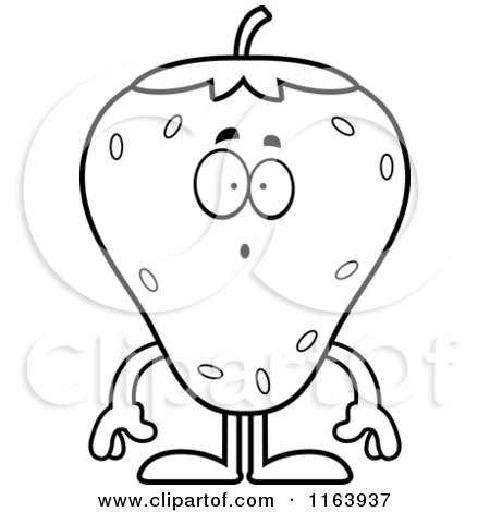 Cartoon of a Surprised Strawberry Mascot - Vector Outlined Coloring Page by Cory Thoman