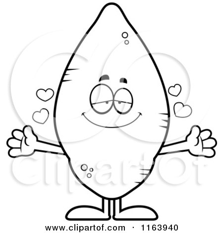 Cartoon of a Loving Sweet Potato Mascot - Vector Outlined Coloring Page by Cory Thoman
