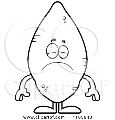 Cartoon of a Depressed Sweet Potato Mascot - Vector Outlined Coloring Page by Cory Thoman