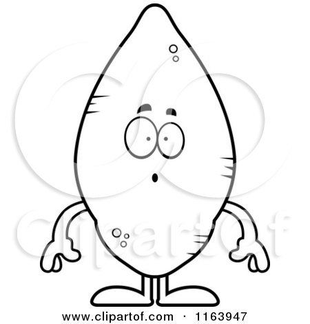 Cartoon of a Surprised Sweet Potato Mascot - Vector Outlined Coloring Page by Cory Thoman