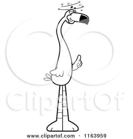 Cartoon of a Dumb Flamingo Mascot - Vector Outlined Coloring Page by Cory Thoman