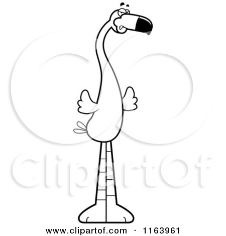 Cartoon of a Mad Flamingo Mascot - Vector Outlined Coloring Page by Cory Thoman
