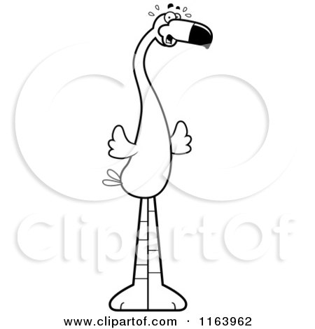 Cartoon of a Scared Flamingo Mascot - Vector Outlined Coloring Page by Cory Thoman