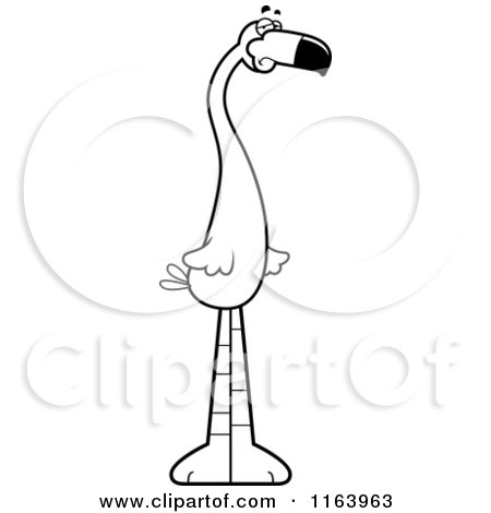Cartoon of a Depressed Flamingo Mascot - Vector Outlined Coloring Page by Cory Thoman