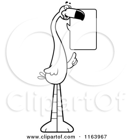 Cartoon of a Talking Flamingo Mascot - Vector Outlined Coloring Page by Cory Thoman