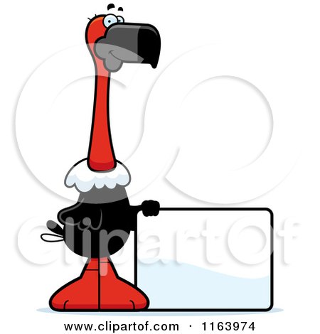 Cartoon of a Vulture Mascot by a Sign - Royalty Free Vector Clipart by Cory Thoman
