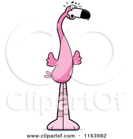 Cartoon of a Scared Pink Flamingo Mascot - Royalty Free Vector Clipart by Cory Thoman