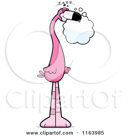 Cartoon of a Dreaming Pink Flamingo Mascot - Royalty Free Vector Clipart by Cory Thoman