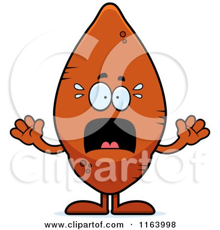 Cartoon of a Scared Sweet Potato Mascot - Royalty Free Vector Clipart by Cory Thoman