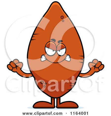 Cartoon of a Mad Sweet Potato Mascot - Royalty Free Vector Clipart by Cory Thoman