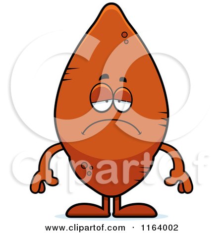 Cartoon of a Depressed Sweet Potato Mascot - Royalty Free Vector Clipart by Cory Thoman