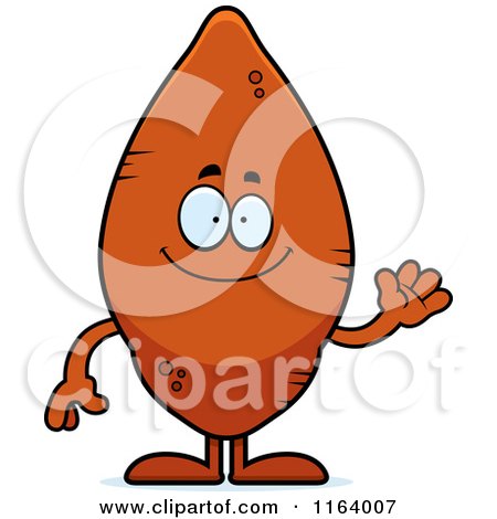 Cartoon of a Waving Sweet Potato Mascot - Royalty Free Vector Clipart by Cory Thoman