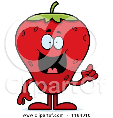 Cartoon of a Strawberry Mascot with an Idea - Royalty Free Vector Clipart by Cory Thoman
