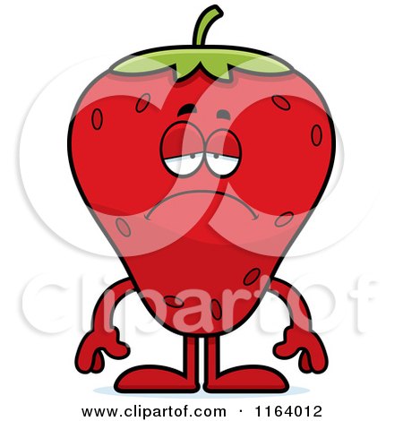 Cartoon of a Depressed Strawberry Mascot - Royalty Free Vector Clipart by Cory Thoman
